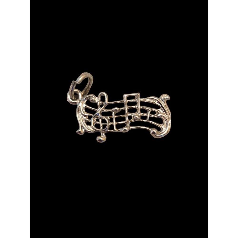 Silver Treble Clef Music Staff Charm Openwork Design